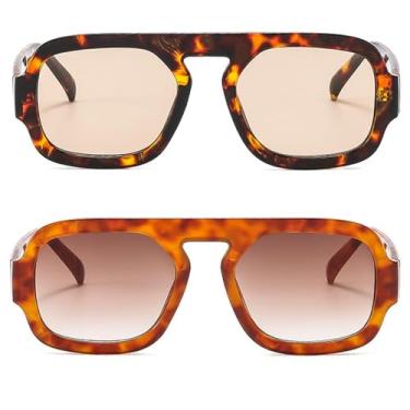 Imagem de mincl Óculos De Sol Piloto Retrô Feminino, Moda Grande, Proteção Uv, 2 Peças, Azul, Verde, Masculino, Casual Para Atividades Ao Ar Livre, N47 (C5)