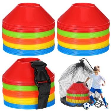 Imagem de MAQUITA 100 peças de mini cones de futebol para exercícios esportivos, disco de agilidade de 12 cm vem com acessórios para treinamento de futebol