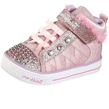 Imagem de Skechers Tênis feminino Twinkle Toes Shuffle Lites-Adore-a-Ball, rosa, 5 Toddler