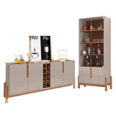 Imagem de Sala De Jantar Lizz Com Cristaleira E Buffet Aparador Com Adega Off White-cedro - Casa D Off White-cedro