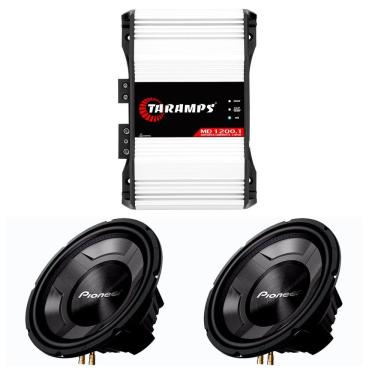 Imagem de Kit 2 Sub Pioneer Tsw3060 12 Pol + Taramps Md1200.1 2 Ohms