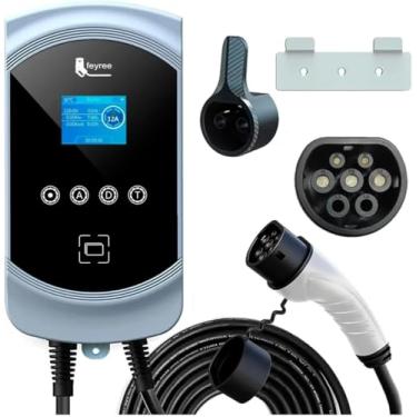 Imagem de Carregador Portátil para Carro Elétrico, 7,6KW 32A 85-264V Tipo 2, Cabo 5M, Carregamento Interno/Externo, Wi-Fi, Carregador EV Tipo 2 para Carros