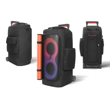 Imagem de YUULNMOP Bolsa de armazenamento para alto-falante compatível com JBL Partybox 320/310, capa protetora de poeira para alto-falante portátil multifuncional com zíper e bolso lateral duplo para festas ao