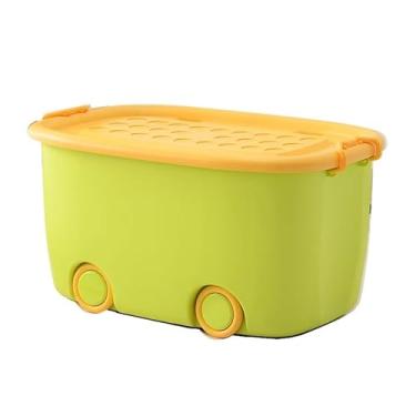 Imagem de Caixa Organizadora Cesto Brinquedo Infantil Quarto Bebê Decorativa - 50L(VERDE TAMPA AMARELA)