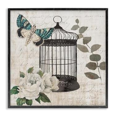 Imagem de Stupell Industries Vintage Menagerie Butterfly Black Framed Giclee Art Design por Nan, 61 x 61 cm