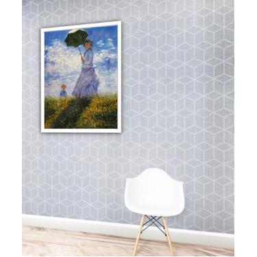 Imagem de Quadro Decorativo Monet Mulher Sombrinha - 70X50Cm - Quadros On-Line