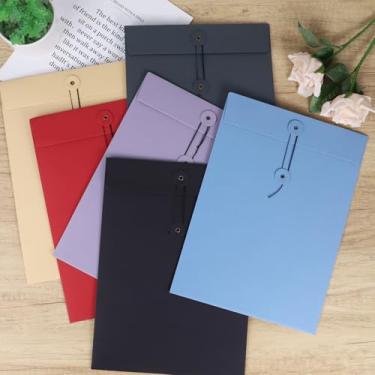 Imagem de Pacote com 6 envelopes de plástico coloridos com fecho, pastas de arquivo de vários tamanhos, A4 A5 A6, tamanho carta colorida para armazenar, arquivar, documentos ótimos ou para correspondência