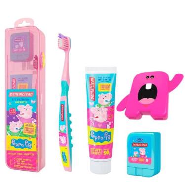 Imagem de Kit Dental Infantil Peppa Pig + Porta Dentes de Leite - Dentalclean, R