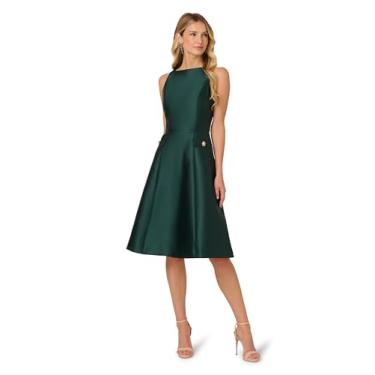 Imagem de Adrianna Papell Vestido feminino Mikado com botões, Floresta escura, 48