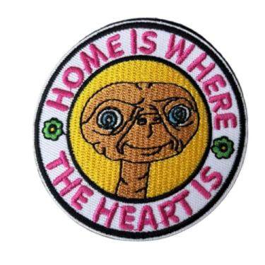 Imagem de Patch alienígena fofo, 1 peça de adesivos bordados meme engraçados Home is Whide, remendo tático de moral militar com suporte de gancho, acessórios fofos de aplique para mochilas, coletes, jaquetas