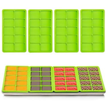 Imagem de Divisores grandes de bandeja de silicone com 10 cavidades para secador de congelamento direto da colheita, bandejas médias e pequenas, 4 bandejas de silicone verde para colheita, acessórios de