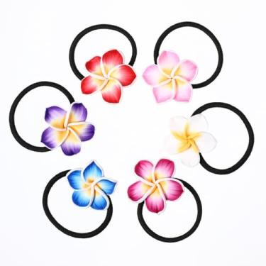 Imagem de Plumeria laços de cabelo flor faixa de cabelo cordas elásticas plumeria suportes de rabo de cavalo faixa de borracha macia para mulheres , 12 peças