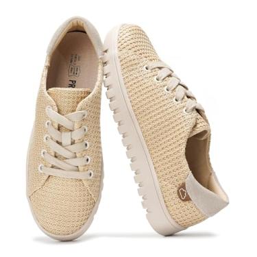 Imagem de Project Cloud Tênis feminino – Espuma viscoelástica, antiderrapante, moderno, calçado feminino – leve com cadarço e plataforma confortável (corredor), Raffia, 40