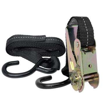 Imagem de Kit Cinta com Catraca 3 Metros 25mm 800Kg Gancho J Para Amarração de Cargas Caminhão Pick-up Carreta Carro Moto Construção Civil Indústria Transporte