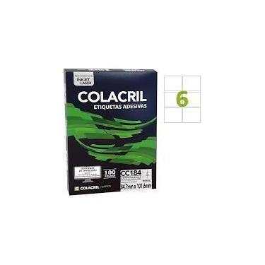 Imagem de Etiqueta Colacril CC184 6 por folha 84,7mmx101,6mm com 100