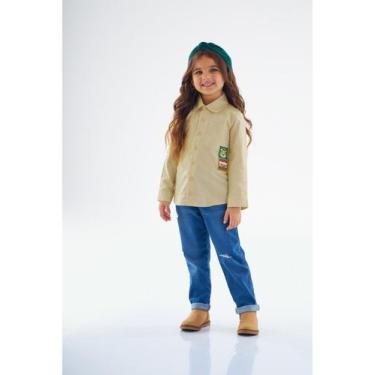 Imagem de Camisa Infantil para Meninas em Tecido Up Baby, Bege, 6