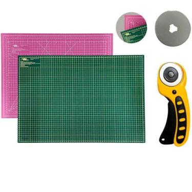 Imagem de Kit Base Placa de Cortar Tecido Papel Apoio de Mesa A2 45 x 60 + Corta