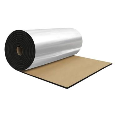 Imagem de X AUTOHAUX 394 mil 10 mm 8,1 m² Tapete de amortecimento de som de carro material de escudo térmico de alumínio autoadesivo universal para capô barco capa de motor 150 x 50 cm tom prateado