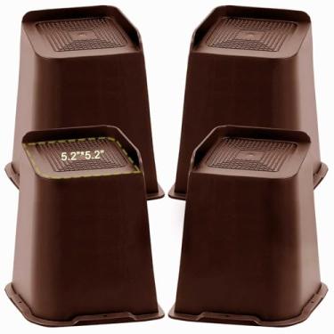 Imagem de Elevadores de cama 2.5 cm, 5.1 cm, 7.6 cm, 10.2 cm, 15.2 cm, 20.3 cm, 20.3 cm Resistentes, Elevação de Móveis Grandes para Sofá Sofá Mesa Cadeira Perna Dormitório, Suporta até 2721.6 kg (Pacote com 4