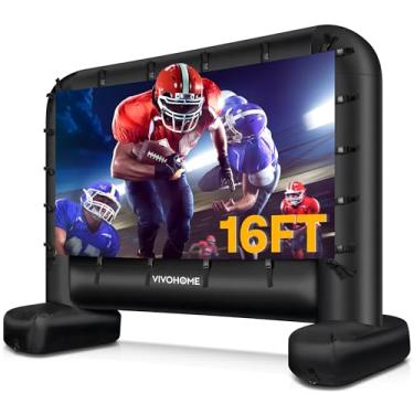 Imagem de VIVOHOME Tela inflável para projetor de filmes infláveis em ambientes internos e externos com bolsa de transporte para projeção frontal e traseira
