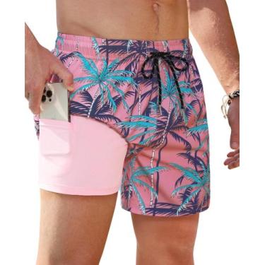 Imagem de Calções de banho masculinos Gleeease com costura interna forrada de co