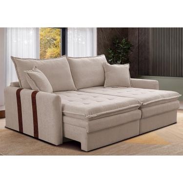 Imagem de Sofá Sem Caixa Retrátil 1,60m Soft Bonnie Boucle Cama Inbox Bege Claro