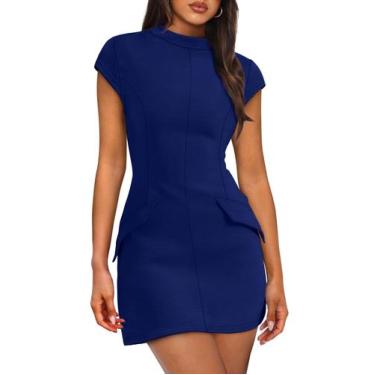 Imagem de Vestido de verão OFEEFAN azul marinho, moda para mulheres, tamanho XS