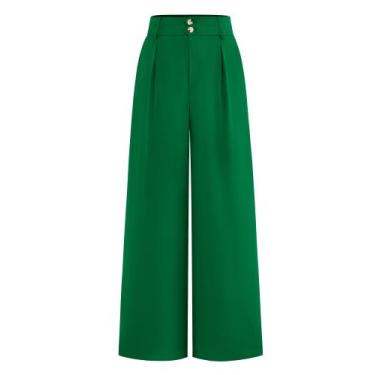 Imagem de Calça social feminina de cintura alta BTFBM 2025 verde