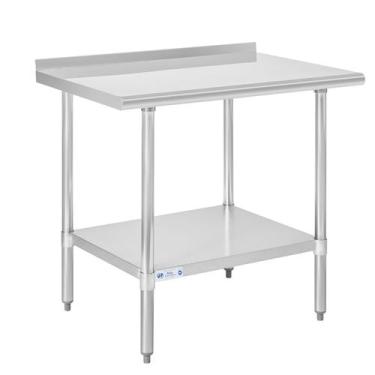 Imagem de Mesa de aço inoxidável HALLY 30x36cm com prateleira inferior e backspl