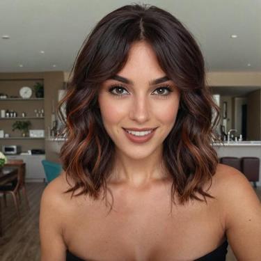 Imagem de Peruca Getshow Short Brown com destaques Bob para mulheres
