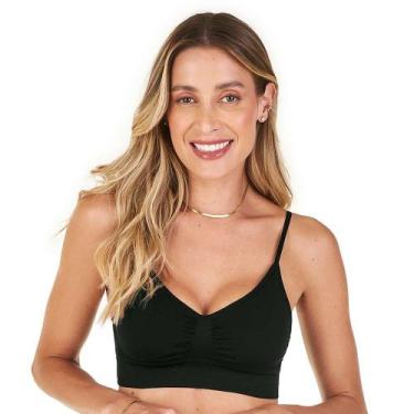 Imagem de Sutiã Top Alça Fina Regulável com Bojo Removível sem Costura Preto Zee