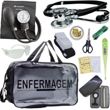 Imagem de Kit Enfermagem Top Cores Premium Completo Estagio - Love Saude, PRETO 