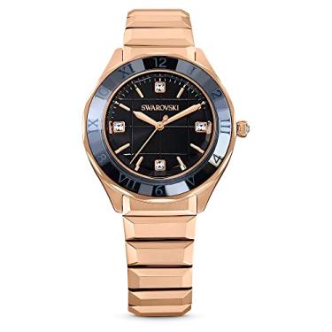 Imagem de SWAROVSKI Relógio Dextera, pulseira de metal, preto, acabamento em tom de ouro rosa, Preto