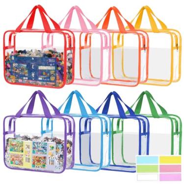 Imagem de Hiitytin 8 Packs Clear Toy Storage Bags with Zipper and Labels, Reusable PVC Clear Toy Storage Organizer with Pocket for Board Games, Building Blocks, Puzzles, Craft Supplies