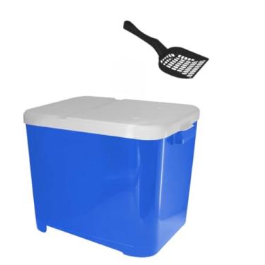Imagem de Porta ração container pote de 15kg dispenser com tampa furacão pet + 1 pazinha(AZUL)