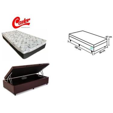 Imagem de Colchão Castor Solteiro Class + Cama Box Baú Jadmax 88x188x67, Corino 