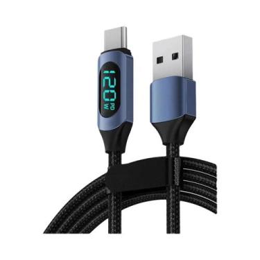 Imagem de Cabo Super Carregador USB C Para Tipo C De 120W Com Display Digital Pa