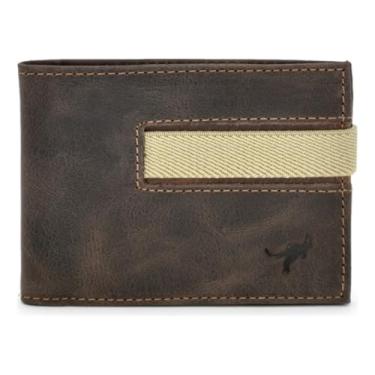 Imagem de Carteira Masculina Porta cartao Slim Couro Legítimo Com Fecho De Elástico(Marron Escuro)