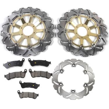 Imagem de Arashi Rotores de disco de freio dianteiro traseiro com pastilhas para Honda XL1000V VARADERO 1000 não ABS 2007-2011, acessórios de substituição de motocicleta dourado
