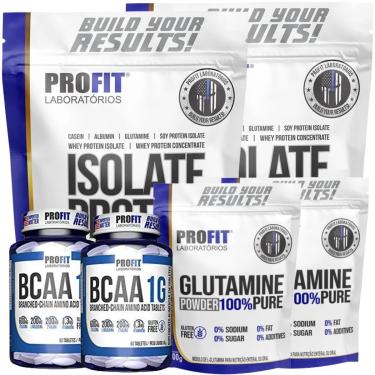 Imagem de 2X WHEY ISOLADO 1,8KG l 2X GLUTAMINA PURA 300G l 2X BCAA 1G 60 TABLETS l PROFIT-Unissex