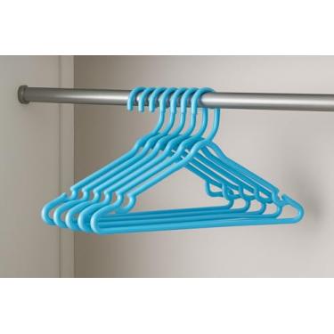 Imagem de Cabide Infantil Multiuso Kit 12 Cabides Infantis Reforçado Multiuso Vestidos Cabides para Calças Casaco Camisetas Bermudas AZUL CLARO