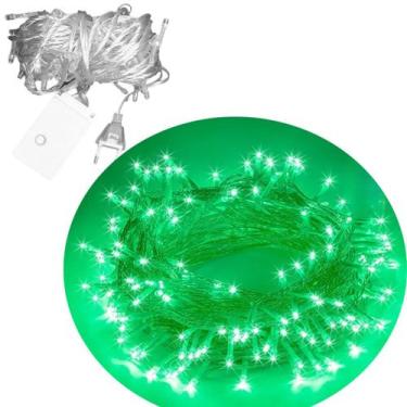 Imagem de Pisca Varal Decoração Natal 300 Lâmpadas LEDs Verde 25M 220v - Genéric