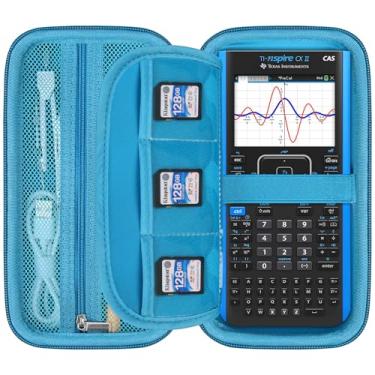 Imagem de Elonbo Estojo De Transporte Para Calculadora Gráfica Colorida Texas Instruments Ti-Nspire Cx Ii Cas/Ti-Nspire Ii/Cx/Cx Cas, Bolso Extra Com Zíper Cabo Carregamento E Manual, Azul