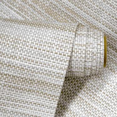 Imagem de Ansehan Wallcovering W1022 Coleção de serapilheira 91,4 cm L x 8 m C, tecido de grama, tecido de grama, textura moderna, revestimento de parede para sala de estar, quarto, característica de parede