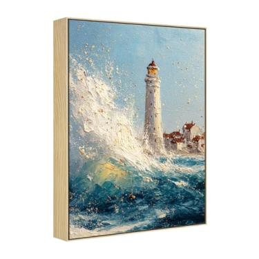 Imagem de FOLKOR Moldura flutuante de lona para pinturas a óleo de 61 x 91 cm, molduras flutuantes de metal DIY com 3,8 cm de profundidade para praia, litoral, arte abstrata, flores florais, decoração