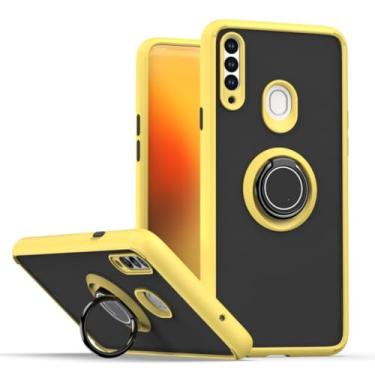 Imagem de Capa à prova de choque para Samsung Galaxy M54 M14 F41 X Cover 7 A90 A81 A17 A07 A51 com suporte de anel de dedo, capa de proteção fosca (para Samsung X COVER 7/amarelo)