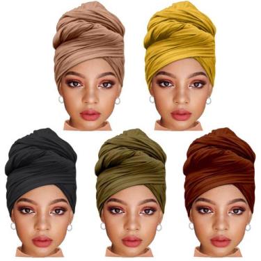 Imagem de Lenço de hijab ZRQ, turbante elástico extra longo, 5 peças para mulher