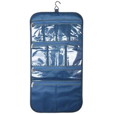 Imagem de Bolsa de viagem suspensa para higiene pessoal Freegrace Premium azul e