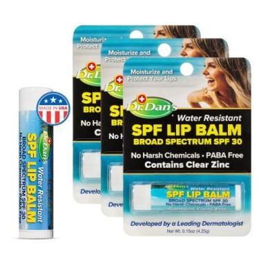 Imagem de Bálsamo labial Dr. Dan's SPF 30 à base de minerais, pacote com 3 unida