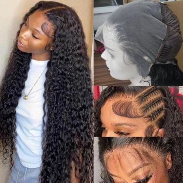 Imagem de Peruca frontal de renda completa Lemoda 30cm 200% Density Deep Wave